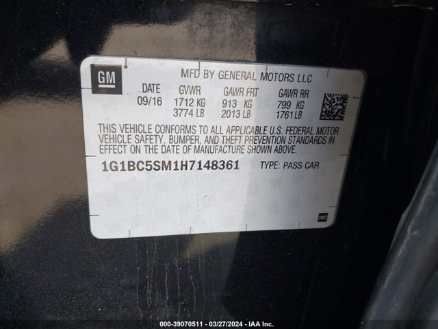 Chevrolet Cruze Ls Auto 2017 1G1BC5SM1H7148361 Image 9
