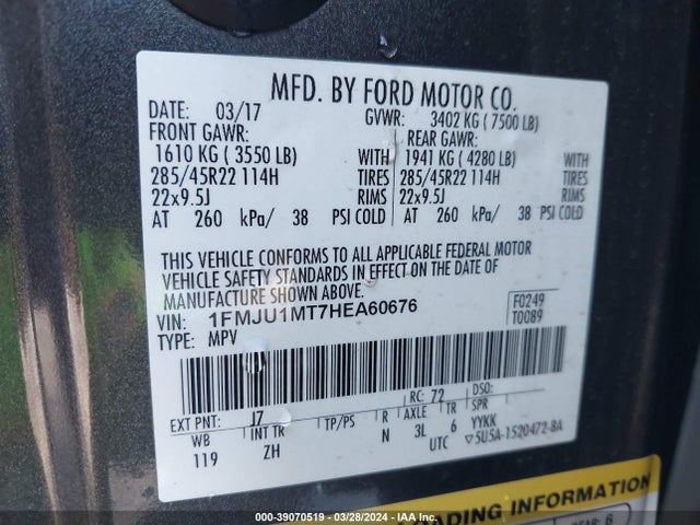Ford Expedition Platinum 2017 1FMJU1MT7HEA60676 Image 9