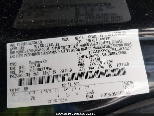 Ford FOCUS SE 2014 1FADP3K27EL383427 Image 9