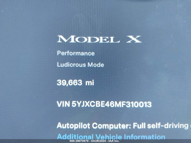 Tesla Model X Performance Dual Motor All-wheel Drive 2021 5YJXCBE46MF310013 Image 7