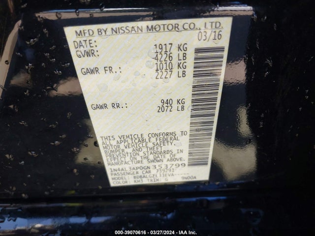 Nissan Altima 2.5 S 2016 1N4AL3AP0GN353799 Image 9