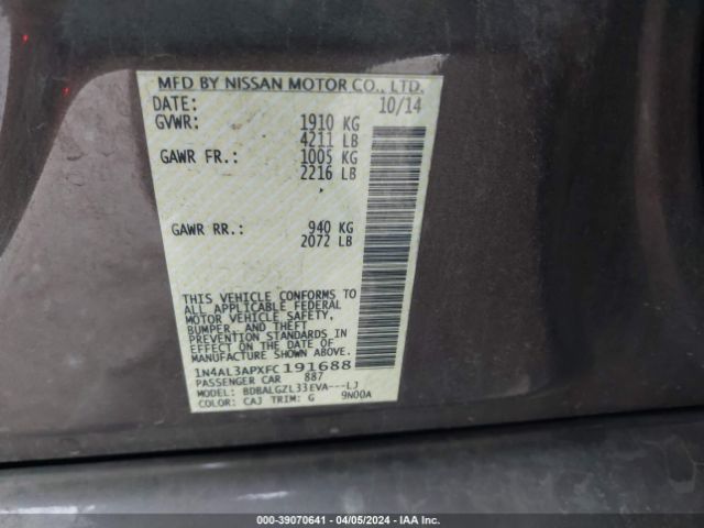 1N4AL3APXFC191688 Nissan Altima 2.5 S