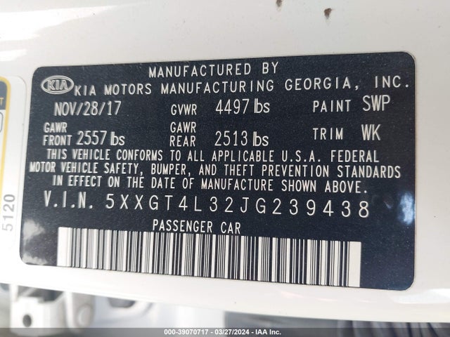 KIA Optima Lx 2018 5XXGT4L32JG239438 Image 9