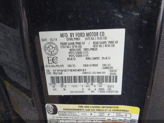 Ford F-150 Fx4 2014 1FTFW1ET1EKE49121 Image 9