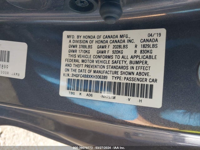 Honda Civic Sport 2019 2HGFC4B8XKH306389 Image 9