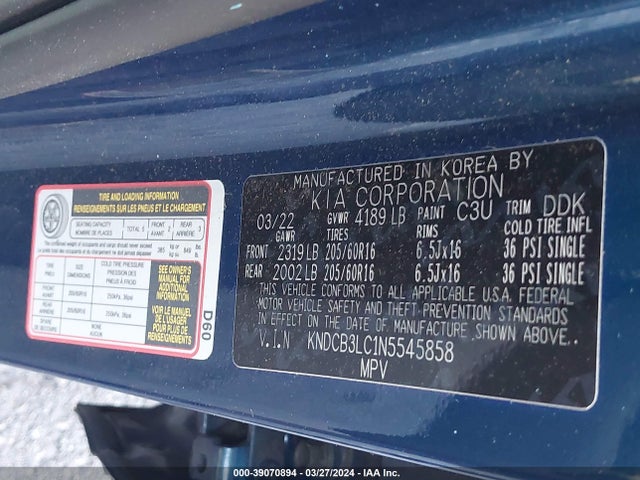 KIA Niro Lxs 2022 KNDCB3LC1N5545858 Image 9