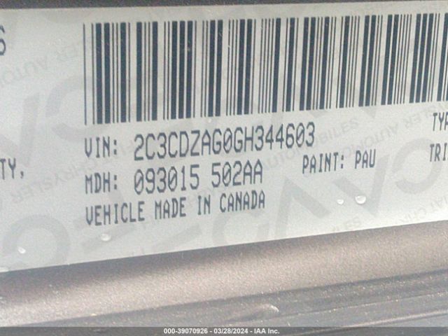 2C3CDZAG0GH344603 Dodge Challenger Sxt