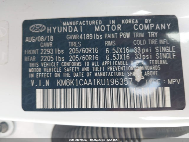 Hyundai Kona Se 2019 KM8K1CAA1KU196357 Image 9