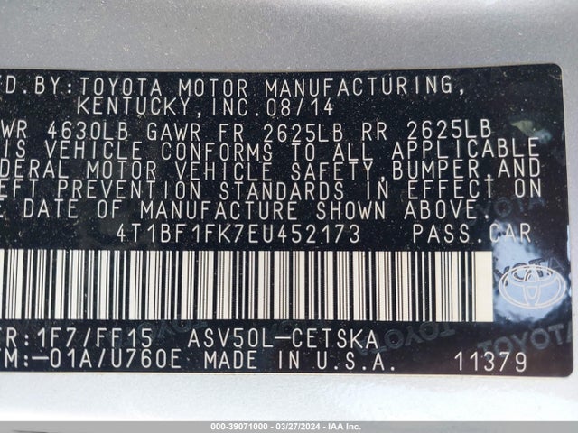 Toyota CAMRY SE 2014 4T1BF1FK7EU452173 Image 9