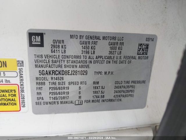 5GAKRCKD8EJ281029 Buick Enclave Premium