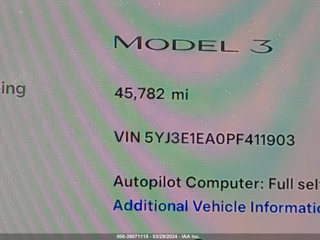 5YJ3E1EA0PF411903 Tesla Model 3 Rear-wheel Drive