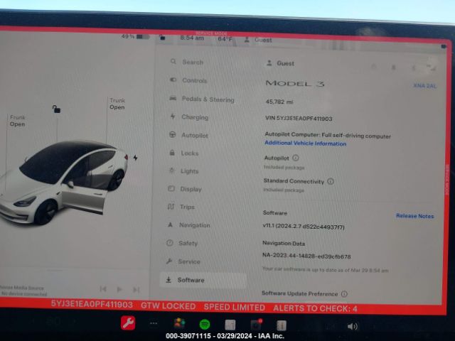 5YJ3E1EA0PF411903 Tesla Model 3 Rear-wheel Drive