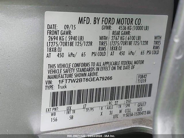 Ford F-250 Lariat 2016 1FT7W2BT6GEA79266 Image 9