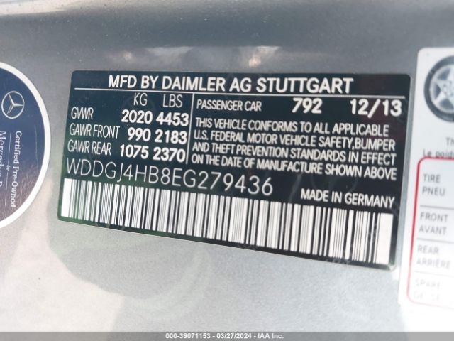 WDDGJ4HB8EG279436 Mercedes-Benz C 250
