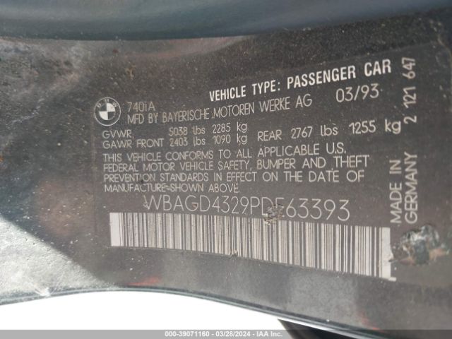 1993 BMW 740 WBAGD4329PDE63393 Photo 8