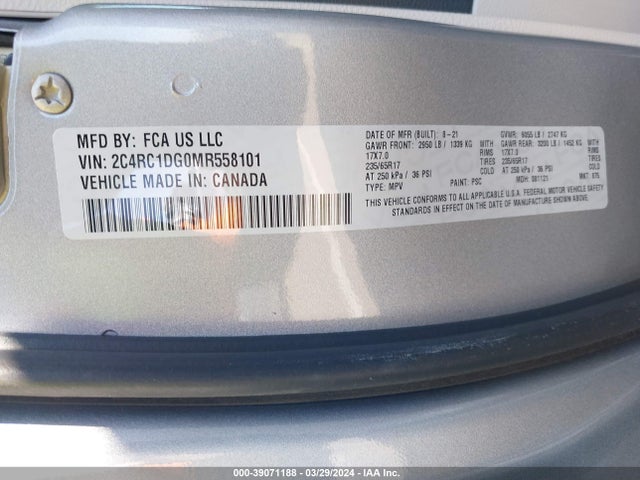 Chrysler Voyager Lxi 2021 2C4RC1DG0MR558101 Image 9