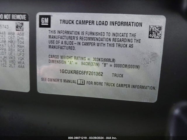 Chevrolet Silverado 1500 2lt 2015 1GCUKREC6FF201362 Image 9