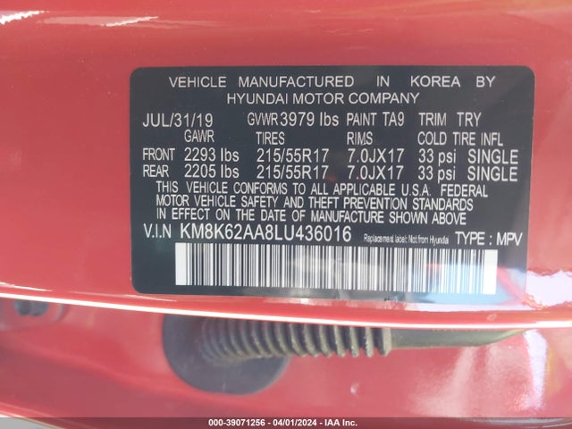 Hyundai Kona Sel Plus 2020 KM8K62AA8LU436016 Image 9