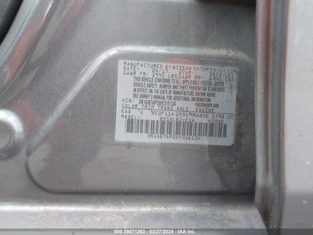 Nissan SENTRA S 2017 3N1AB7AP0HY316134 Image 9