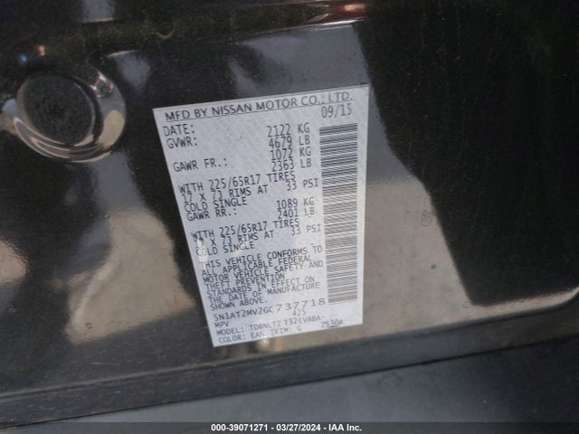 Nissan ROGUE SV 2016 5N1AT2MV2GC737718 Image 9