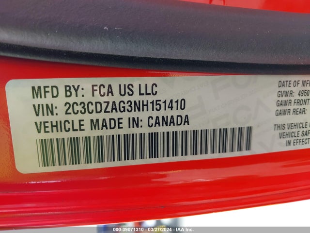 Dodge Challenger Sxt 2022 2C3CDZAG3NH151410 Image 9