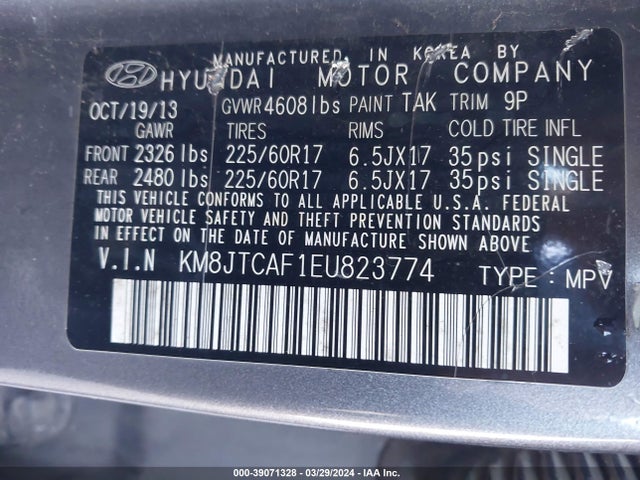 Hyundai TUCSON GLS 2014 KM8JTCAF1EU823774 Image 9