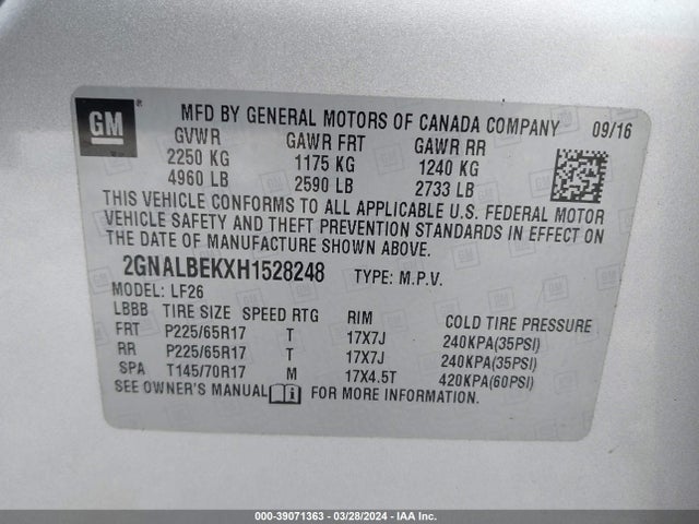 Chevrolet EQUINOX LS 2017 2GNALBEKXH1528248 Image 9