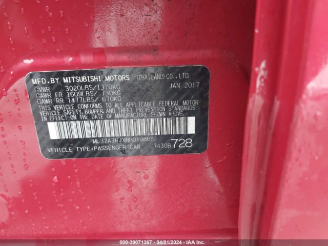 ML32A3HJXHH019868 Mitsubishi MIRAGE ES