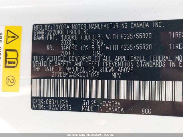 2T2BGMCA9KC031025 Lexus Rx 450h F Sport