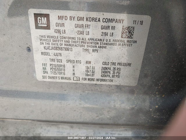 KL4CJASB2KB790613 Buick Encore Fwd Preferred