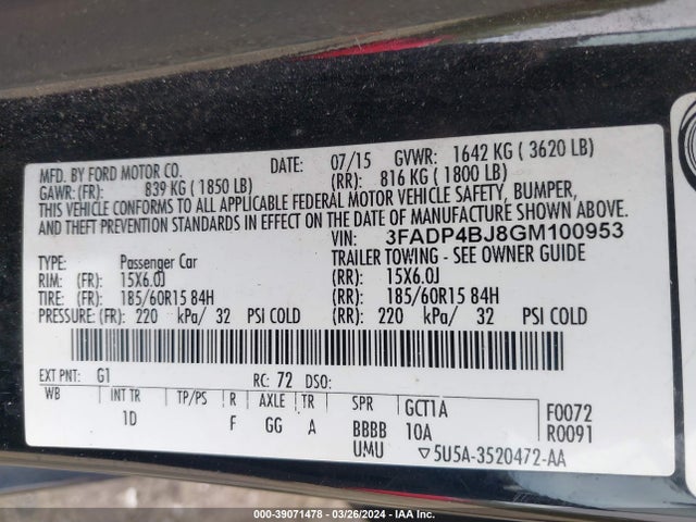 Ford FIESTA SE 2016 3FADP4BJ8GM100953 Image 9