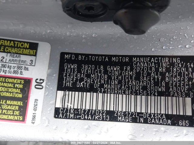 Toyota Corolla S 2014 2T1BURHE8EC156124 Image 9