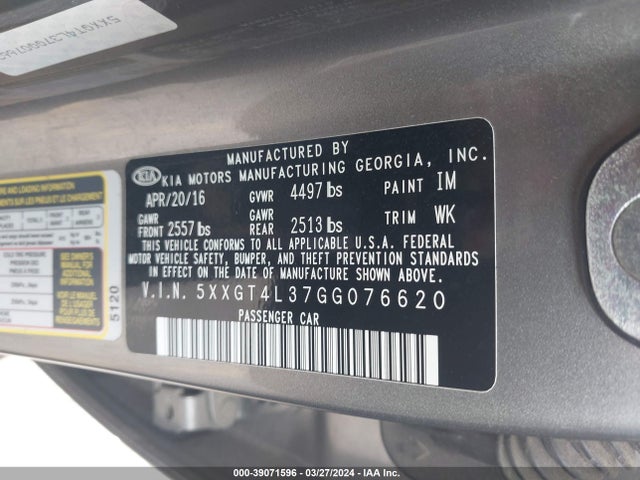 KIA Optima Lx 2016 5XXGT4L37GG076620 Image 9