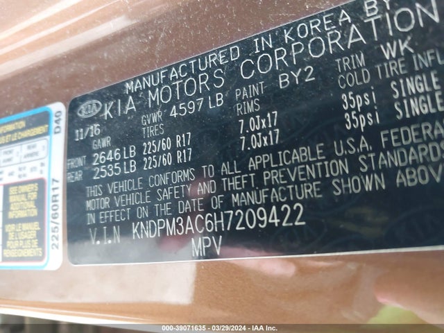 KIA Sportage Lx 2017 KNDPM3AC6H7209422 Image 9