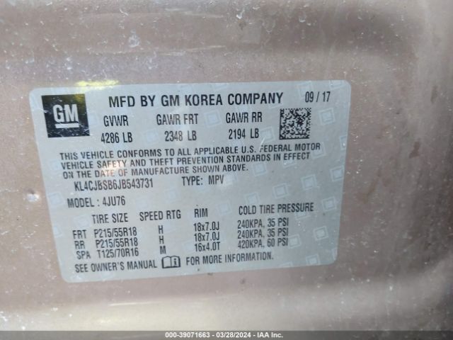 KL4CJBSB6JB543731 Buick Encore Preferred Ii