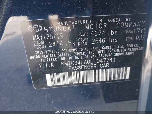 Genesis G70 2.0t Rwd 2020 KMTG34LA0LU047741 Image 9
