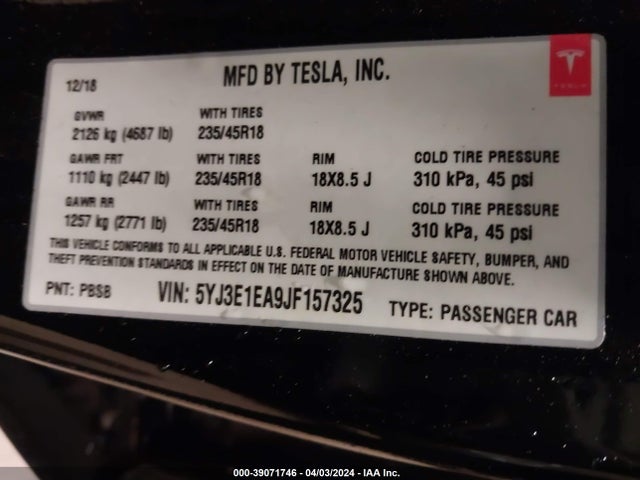 2018 TESLA MODEL 3 5YJ3E1EA9JF157325 Photo 8