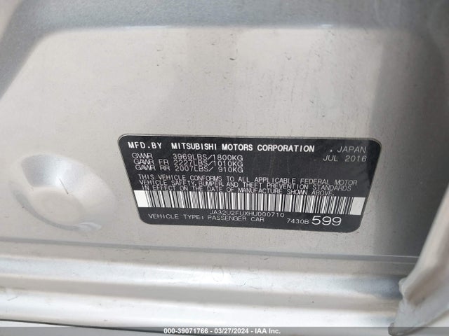 JA32U2FUXHU000710 Mitsubishi LANCER ES