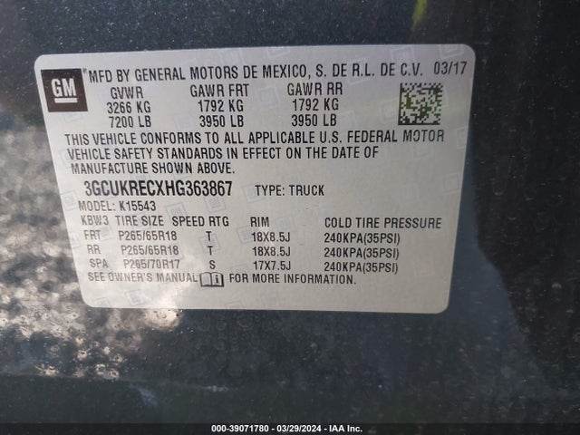 Chevrolet Silverado 1500 2lt 2017 3GCUKRECXHG363867 Image 9