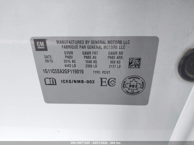 Chevrolet Malibu Limited Lt 2016 1G11C5SA2GF119019 Image 9