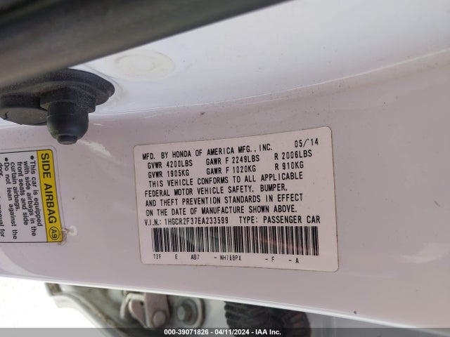 Honda ACCORD LX 2014 1HGCR2F37EA233599 Image 9