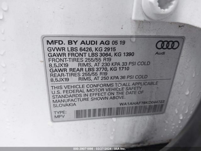 WA1AHAF79KD044723 Audi Q7 45 Premium