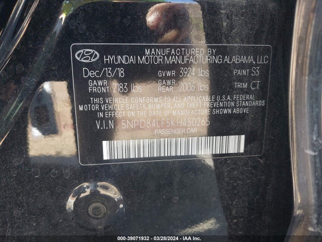 Hyundai ELANTRA SEL 2019 5NPD84LF5KH450265 Image 9