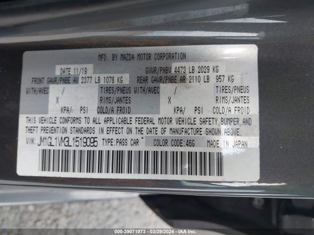 Mazda Mazda6 Touring 2020 JM1GL1VM3L1519095 Image 9
