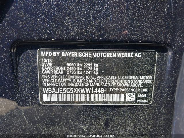 WBAJE5C5XKWW14481 BMW 540I