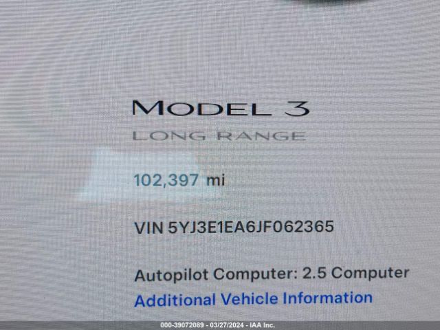 5YJ3E1EA6JF062365 Tesla Model 3 Long Range/mid Range