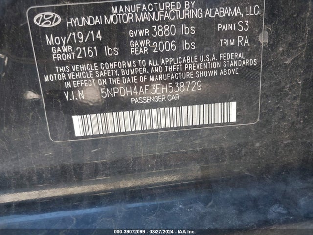 Hyundai ELANTRA SE 2014 5NPDH4AE3EH538729 Image 9