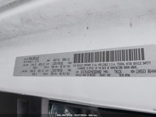 3C6TRVDG7HE522092 RAM Promaster 2500 High Roof 159 Wb