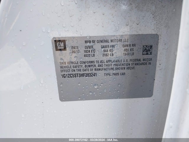 Chevrolet Malibu 1fl 2017 1G1ZC5ST3HF283241 Image 9