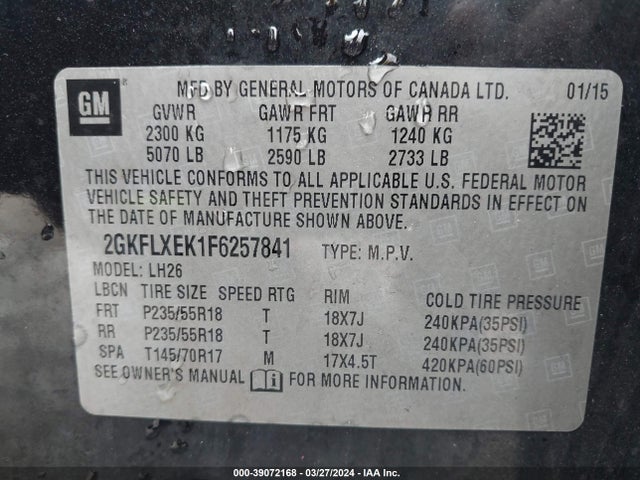 GMC Terrain Slt-1 2015 2GKFLXEK1F6257841 Image 9